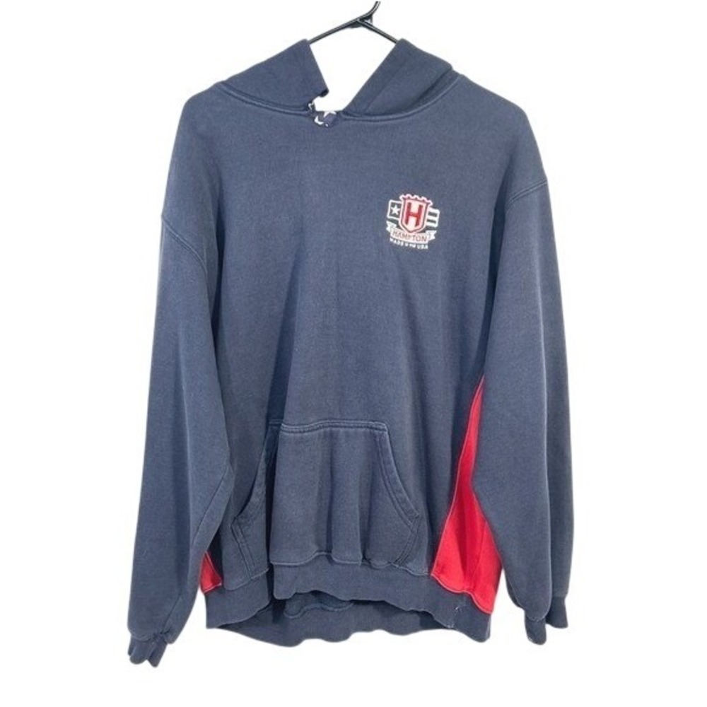USA Made Hampton Hoodie L Navy Red Stars Americana Classic AKWA‎ Nautical